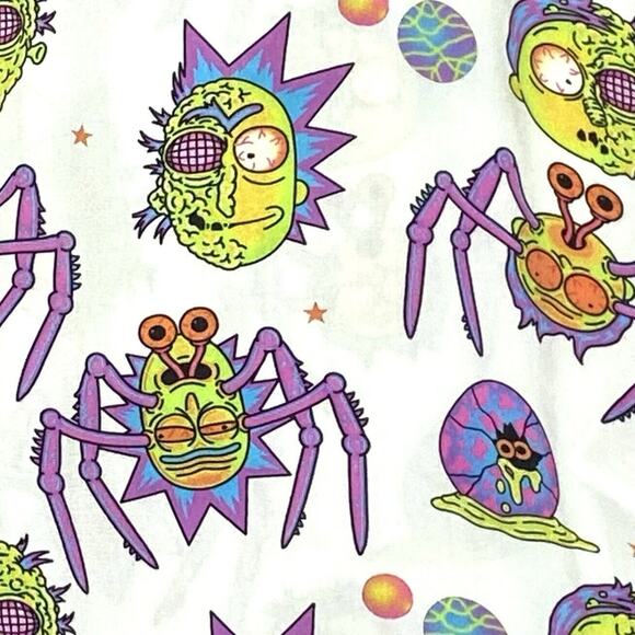 H&M Rick & Morty Button Up Shirt Mens M Cartoon Gothic‎ Novelty Vacation Kidcore - Picture 2 of 8